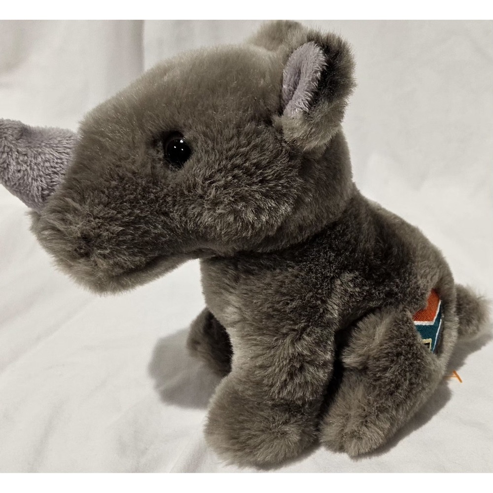 WILD REPUBLIC Cuddelkins Baby Rhino Plush Gray Stuffed Animal Toy 8"